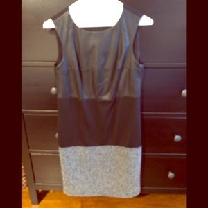 Black/tweed/faux leather sheath